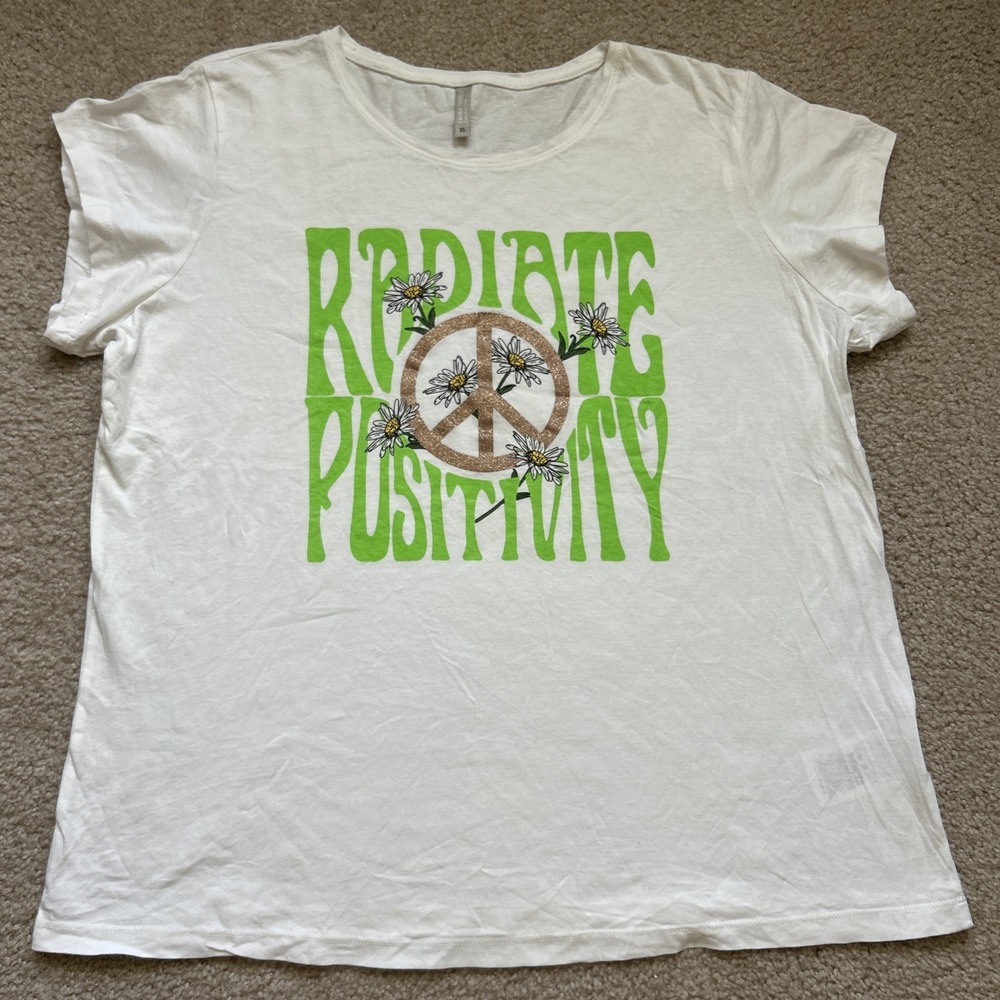 ✨RADIATE POSITIVITY RADIATE Hippie Kindness Peace Tee T-Shirt Graphic XL